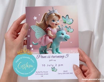 Butterfly Invite 5th Birthday Invitation Girl Birthday Invite Girl Butterfly Party Butterfly Party Girl Custom Birthday Invitation Download