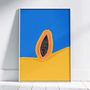Fresh Papaya Digital Art Print – Tropical Fruit Kitchen Decor – Instant Download Wall Art, Printable A4, A3, 8x10