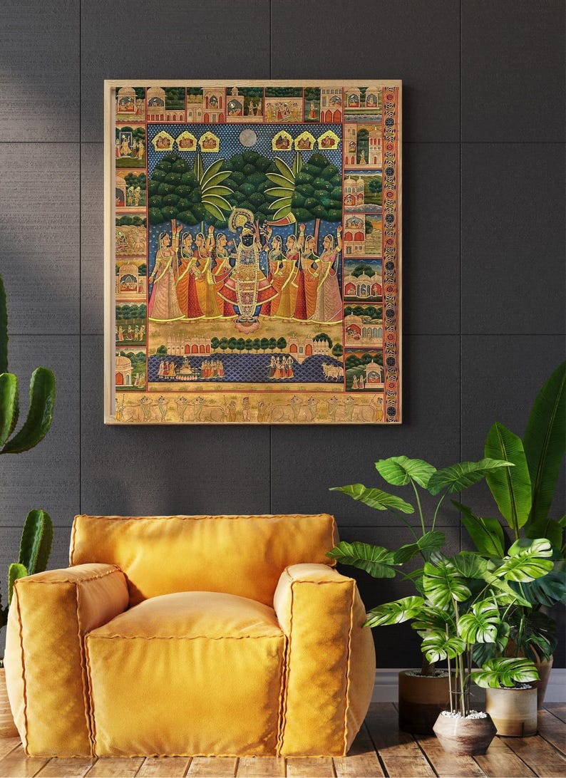 Krishan Ras Krishna Ras Leela Pichwai Painting | Traditional Indian Folk Art ...