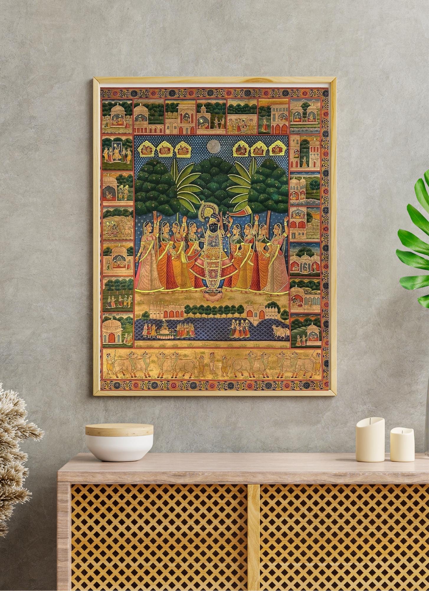 Krishan Ras Krishna Ras Leela Pichwai Painting | Traditional Indian Folk Art ...