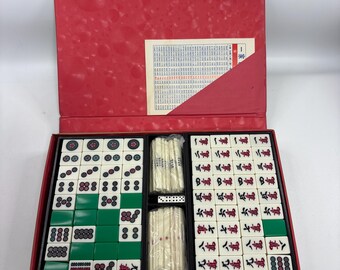 Vintage Mahjong Set Traditional Mah-Jong Game Set w/ Case Box