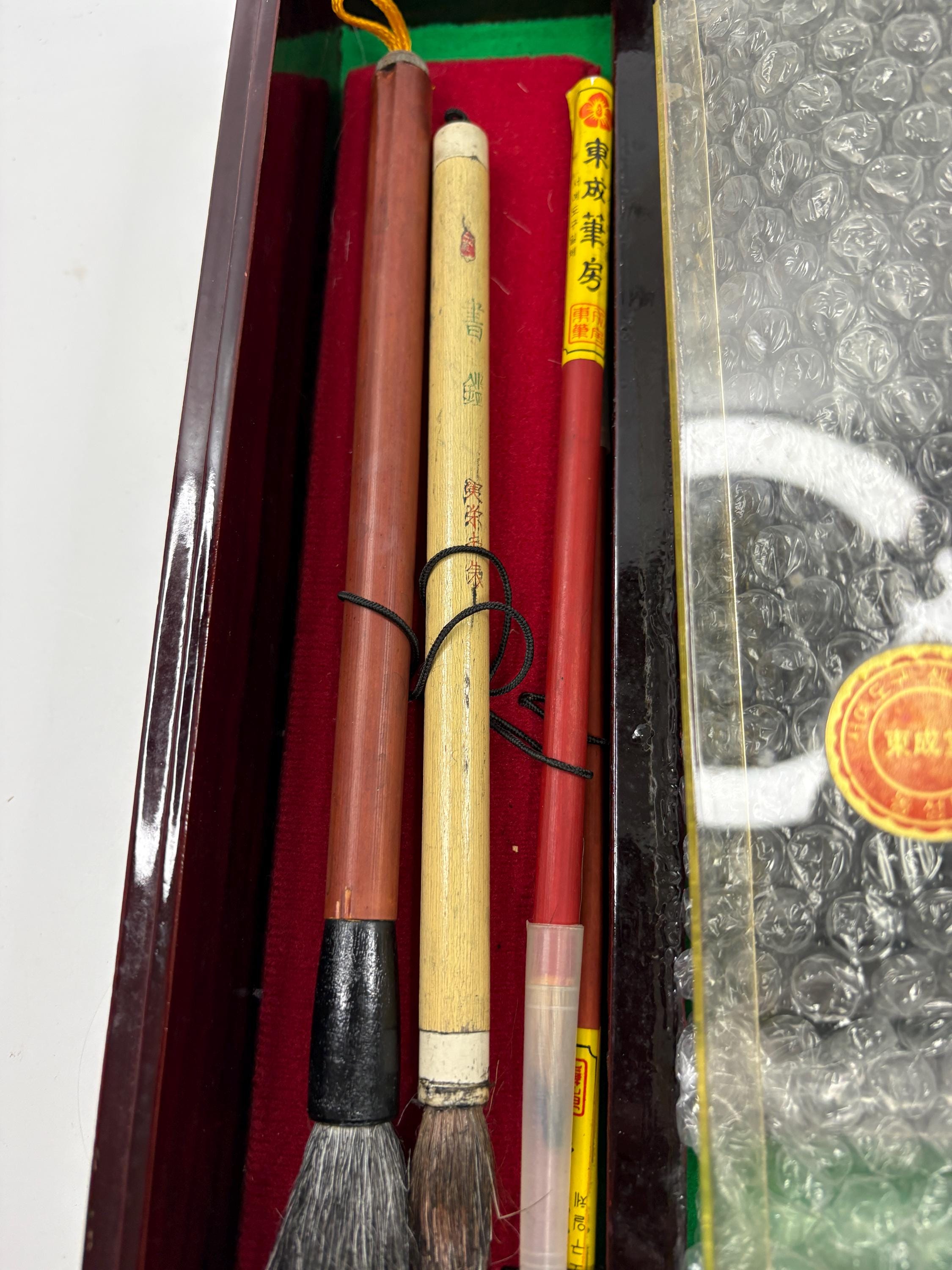 Vintage Japanese Calligraphy Set Dragon Ink Stone Sumi Ink Suzuri