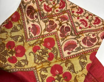 Bufanda japonesa Furoshiki pequeña, reversible, con estampado floral, estilo bandana, color rojo y naranja, tela vintage, 120 cm, 20218-8