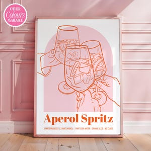 Modern Aperol Spritz Art Digital Download Instant Access Kitchen Wall Print Minimalist Cocktail Print Bar Wall Art Cheers Print Drink 083