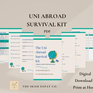 Uni Abroad Survival Kit, Student Study Planner & Budget Tracker, Printable PDF for Students Moving Abroad, Student Abroad Travel Gift