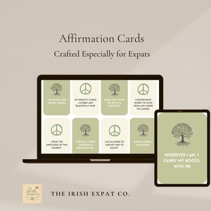 Ausdruckbare Affirmationskarten für Expats - 16 sanfte Erinnerungen an Zuhause und Zugehörigkeit | Expat Affirmationskarten Trost Zitate