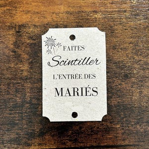 Étiquettes personnalisables pour cierges magiques / feux de bengale « Faites scintiller l’entrée des mariés »