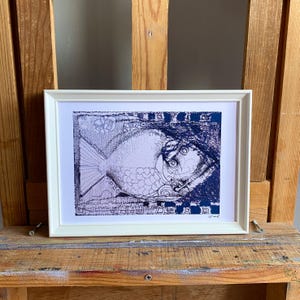 Vintage fish - Limited edition art print – Venelin Anev original hand drawn sketch - Framed fine art - Art collection - European painting