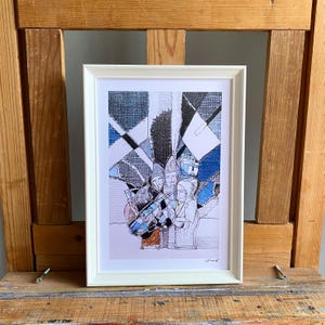 Oblivion - Limited edition art print – Venelin Anev original vintage sketch - Artwork print - Mixed media A4 framed - Abstract european art