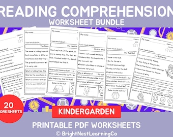 Reading Comprehension Printable - Kindergarten - First Grade - Worksheets - Learn to Read - CVC Sentences - Phonics Practice PDF