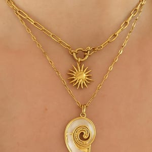 Collier Soleil – Collier Doré Acier Inoxydable – Bijou Bohème Femme – Cadeau Été