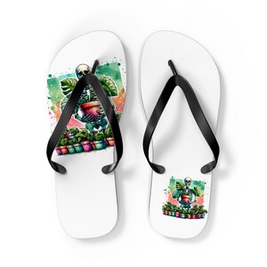 Skeleton Plant Lover Flip Flops, Summer Sandals, Tropical Beach Shoes, Halloween Footwear, Garden Enthusiast Gifts