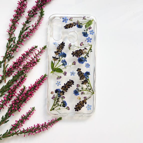 Lavender pieces Phone Case, Pressed Plants Phone Case, Handmade case for iPhone Samsung Huawei Pixel with Real Flowers for SE 15 14 s22 s23