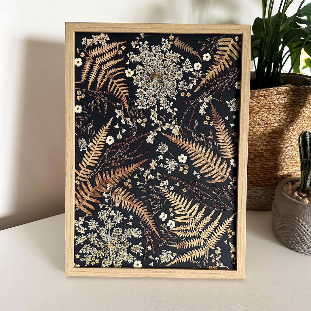 Rustical 285 Forest Night Fern Wall Hang Decor With Pressed Flowers Home Framed ...