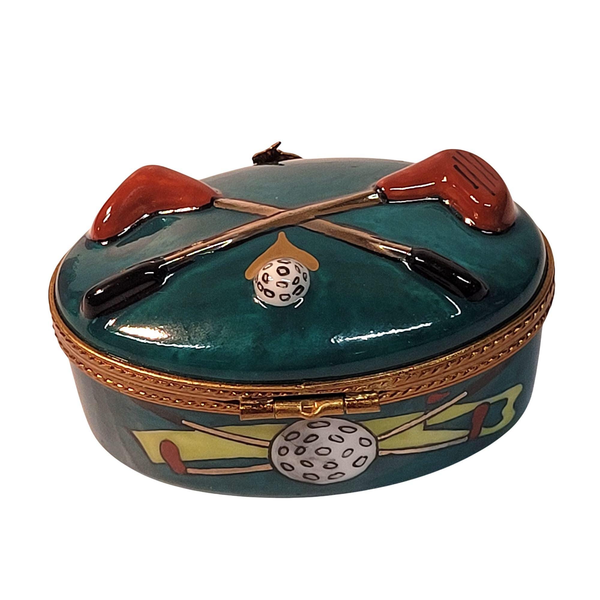 La Vie En Rose Limoges France Golf Hinged Trinket Box Peint Main