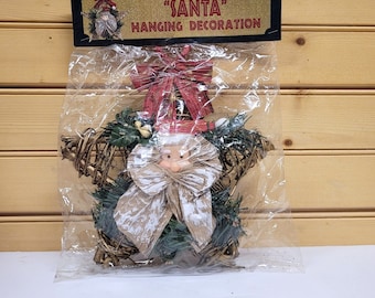 Grapevine Star Hanging 8 inch Santa Ornament Vintage New Christmas Decor