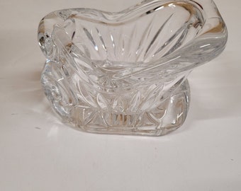 Santa Sleigh 24% St George Lead Crystal Vintage Candy Dish Decor