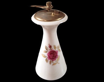 Lenox Vintage  Rhodora Fine China 5'' Pepper Mill Pink Rose Gold Leaf