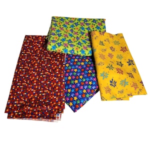 Stoff Quilten Handwerk Nähen Lot 4 100% Baumwolle Grün Gelb Blau Rot Verschiedene Länge
