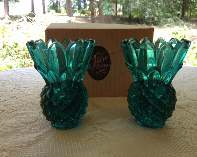 Tiara Exclusive Blue Glass Pineapple Candle Holder Etsy
