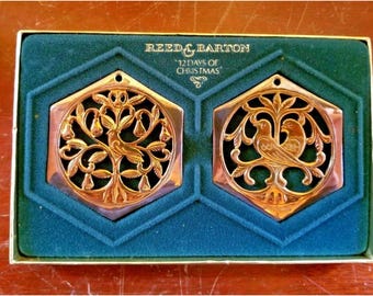 Reed & Barton Twelve Days of Christmas Ornaments Vintage 1983 Silver Gold