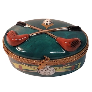 La Vie en Rose Limoges France Golf Hinged Trinket Box Peint Main Box