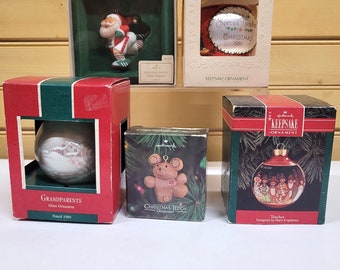 Keepsake Ornament Lot 5 Hallmark Vtg Jogging Santa Teddy Teacher Grandparent