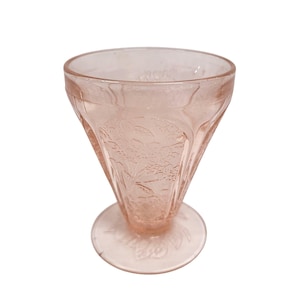 Jeannette Glass Cherry Blossom Pink Footer Juice Tumbler 4 oz Depression Vintage