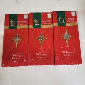 3 Packs Brite Star Icicles Silver Christmas Tree Tinsel 1000 Strands Box 18 in