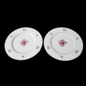 Lenox Rhodora Fine China Set 2 Salad Plates P471 Pink Rose Gold Leaf 8 1/2 in