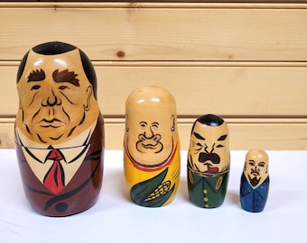 Nesting Dolls Set 4 Russian Wooden Nesting Leader Politician Ruler Hand Painted