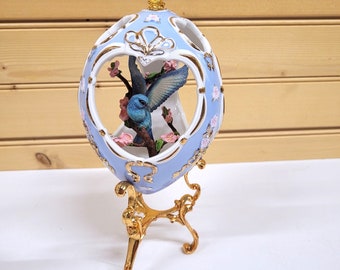 Franklin Mint Bluebird House of Faberge Egg Birds of the World With Stand Vintage