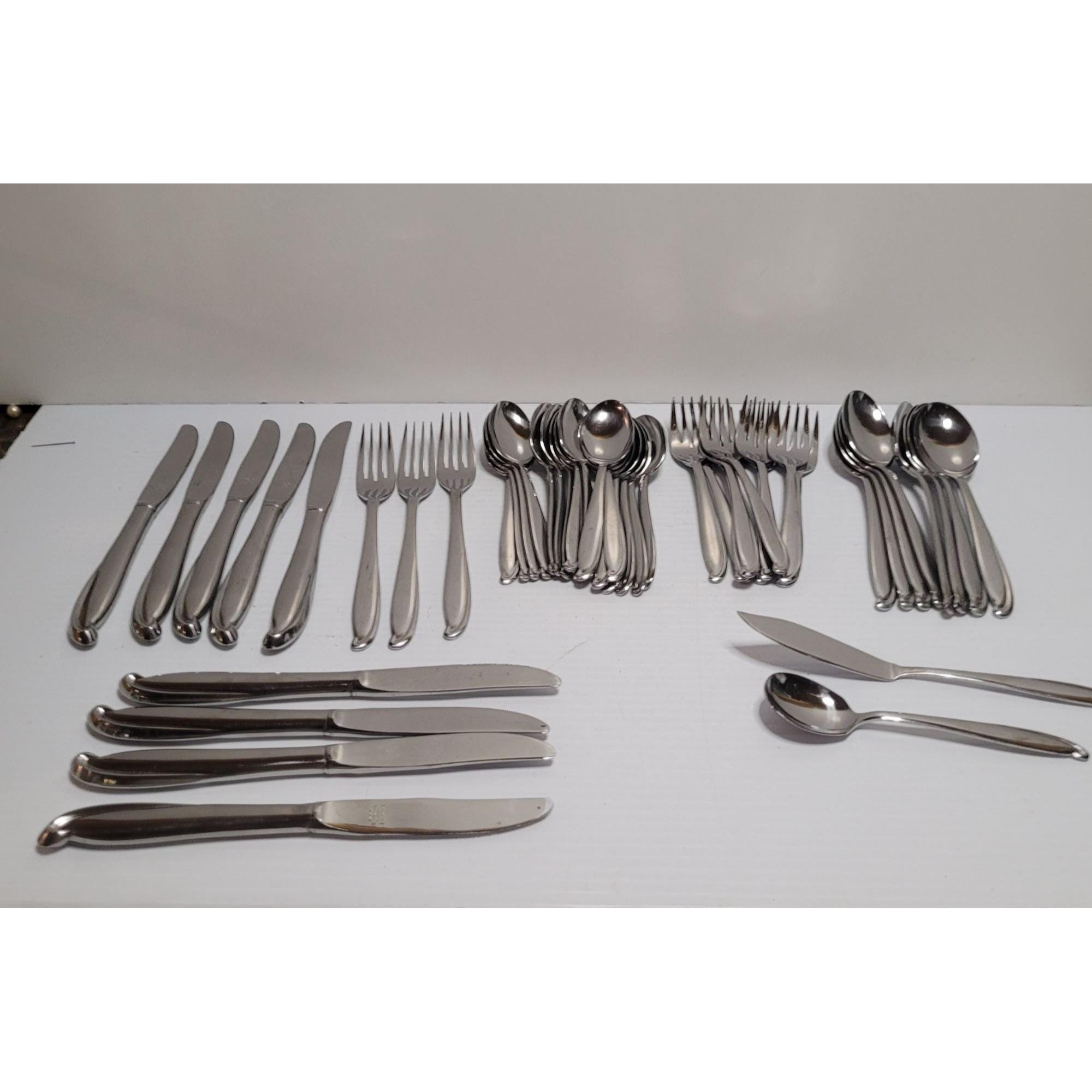 Vintage Everbrite Deluxe Stainless Steel Flatware 48 Pc Japan Mid