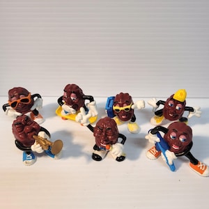 Mixed Lot Of 7 California Raisins PVC Figures 1980&#39;s Applause Retro Vintage