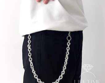 Cadena para billetera de motociclista con calavera / Joyería punk de plata para hombre / Llavero, accesorio de ropa urbana / Pantalones góticos de heavy metal / Joyería de calaveras / Calaveras