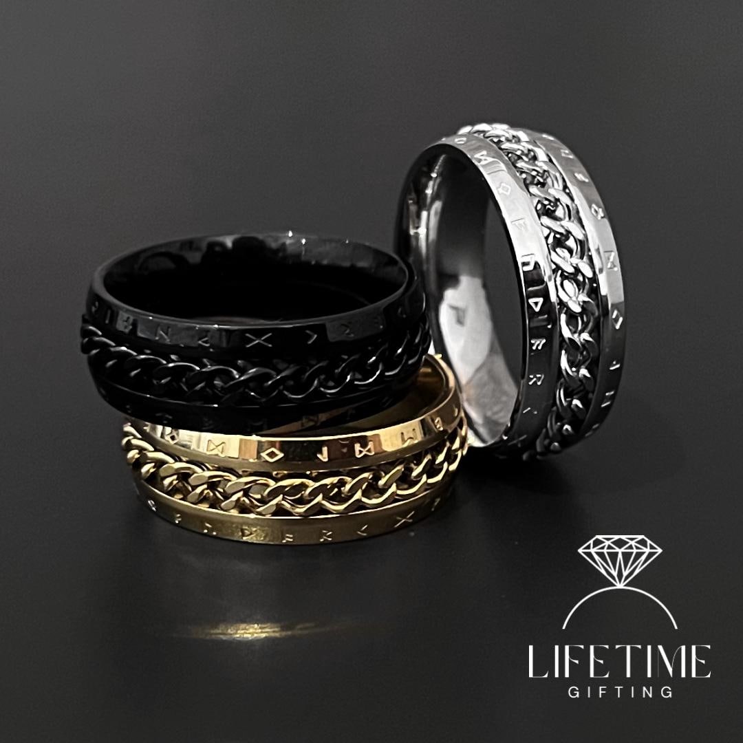 Viking Chain Rings for Men | Fidget Spinner Ring | Spinner Rings | Nordic Celtic Rings | Handmade Rings | Runic Jewellery
