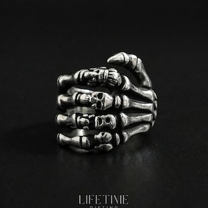 Skeleton Hand Ring | Goth Skeleton Hand Ring | Stainless Steel Bones Chunky Ring | Handmade Gothic Jewellery | Ring for men | Gift for Him