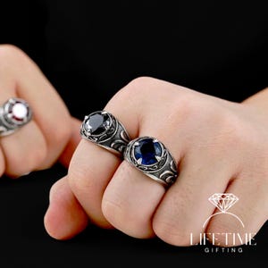 Gemstone Rings | Designer Boho Ring | Stainless Steel Gemstone Jewellery | Vintage Garnet Ring | Gift for Her | Wedding Ring | Gothic Ring