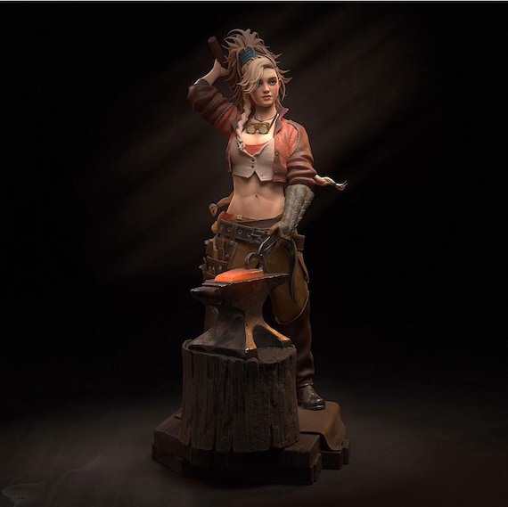Fantasy Monster Slayer Girl STL | Armored Female Hunter 3D Model | Resin Printable Warrior Woman | Digital Download Figurine and bust model