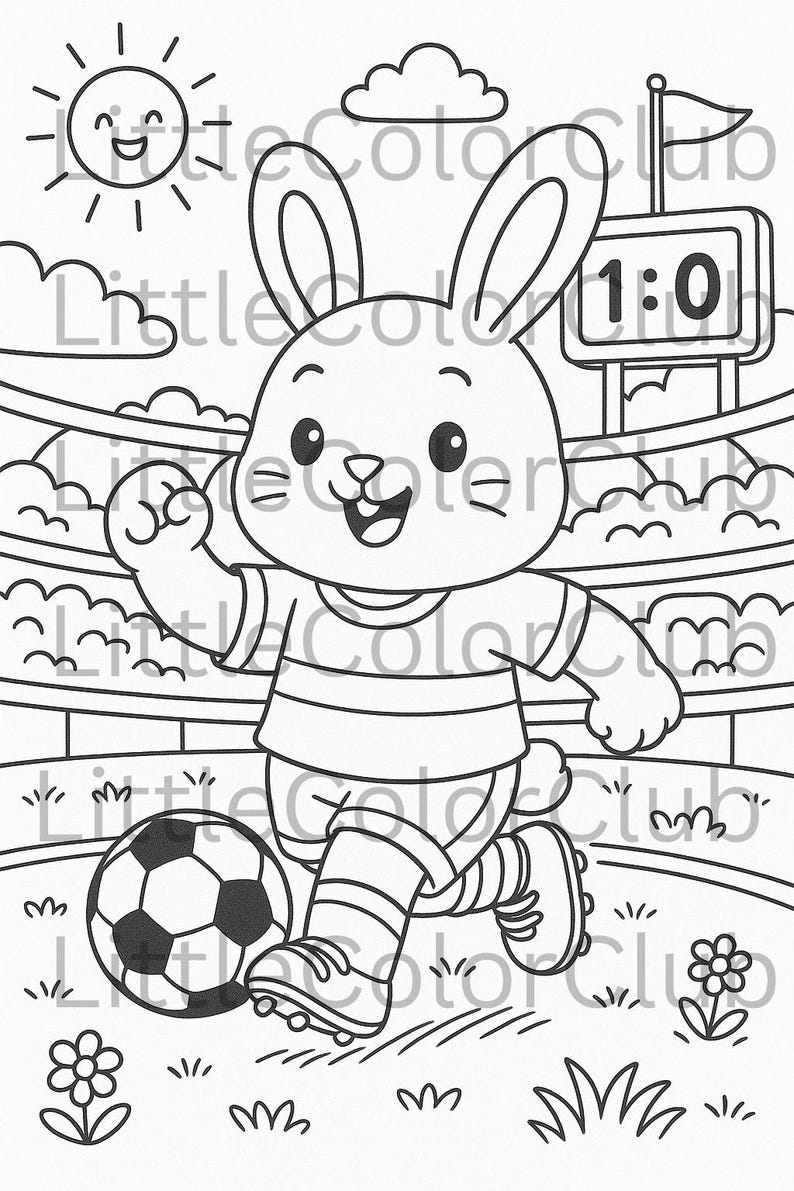 Football Rabbit Coloring Page for Kids – Sports Mandala to Print ...