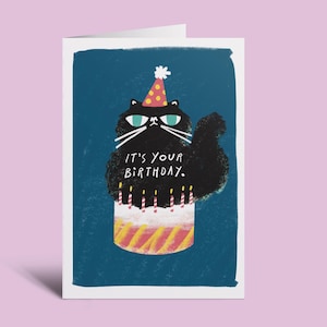 Gâteau de chat - C'est votre anniversaire - Carte de voeux - Impression d'art 6 x 4"