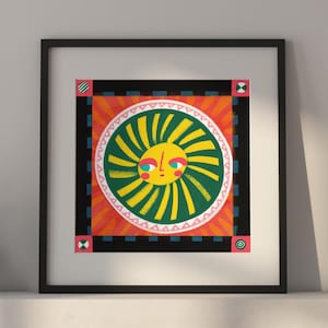 Sun - Art Print – Illustration, 30x30, 20x20, 15x15 cm Wall Art, Fine Art Giclee Print