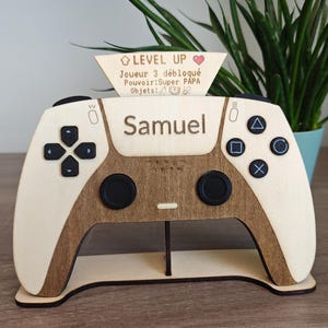 Manette annonce grossesse personnalisée bois – idée originale future papa, demande marraine/parrain, cadeau grossesse - gravure prénom