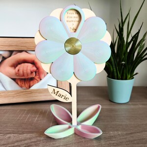 Fleur rotative annonce grossesse ou marraine – Message caché – Cadeau mamie/tata – Personnalisé bois & 3D – Souvenir original