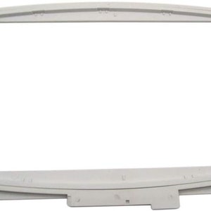 May include: White plastic embroidery hoop with a rectangular opening. The hoop has a latch on the top right corner.