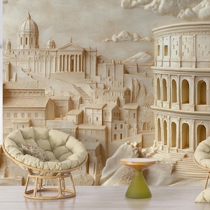 3D Rome Peel and Stick Travel Wallpaper Mural – Removable Classical Coliseum Cityscape for Living Room Office and Travel Decor