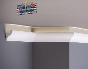LED Duct Crown Molding – 240x4.8 cm (94.4'' x 1.9'') White Decorative Cornice Trim, Ceiling Moulding for Home Decor (No Light)