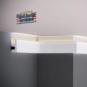 Kroonlijst met ledkanaal, elk stuk 240 x 6,2 cm/94,4''B x 2,44''H White Lowes-kroonlijst, kroonlijst (verlichting niet inbegrepen)