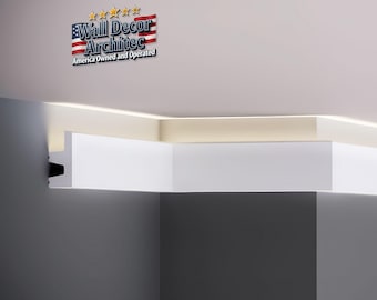 Crown Molding with Led Duct, Each Pieces 240x6.2cm/94,4''Wx2,44''H White Lowes Crown Moulding, Cornice Molding (Light not Included)