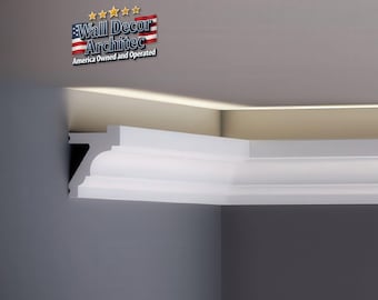 LED Channel Ceiling Moulding – 240x5.7 cm (94.4'' x 2.24'') White Cornice Trim, Decorative Crown Molding (No Light)